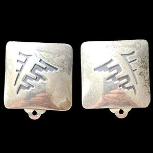 Sterling Silver Native American Navajo Clip On Earrings Artist T Billy Jewelry